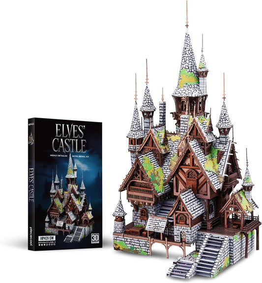 Piececool 3D Metal Puzzles Elves' Castle Metal Model Kit for Adults, DIY Architecture Building Kits,Family Time,Home Decor Best Gifts