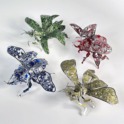 3D Puzzles for Adults, 3D Metal Puzzle Model Kit, Insect Collection with 4 Designs, Advanced Difficulty, DIY Assembly Required, colorfor