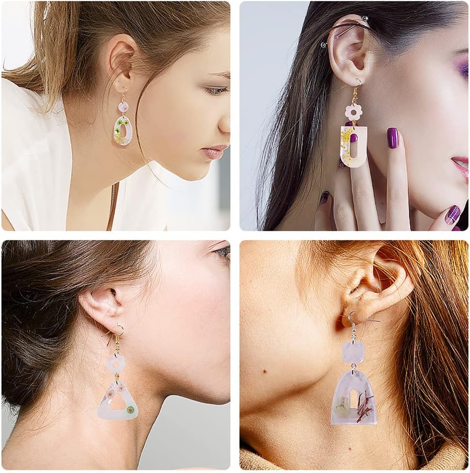 RESINWORLD Multi Piece Dangle Earrings Silicone Mold, Geometric Moon with Connector Earrings Resin Molds, Jewelry Casting Molds for Epoxy Resin