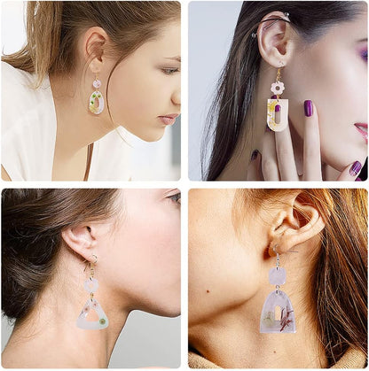 RESINWORLD Multi Piece Dangle Earrings Silicone Mold, Geometric Moon with Connector Earrings Resin Molds, Jewelry Casting Molds for Epoxy Resin