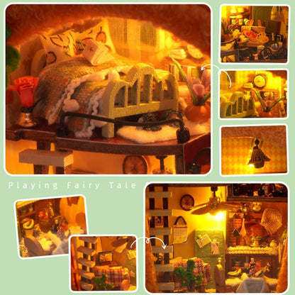 Miniature Dollhouse Kit DIY Wooden Dolls House,Tiny House kit with Furniture, Great Handmade Crafts Gift for Birthday Valentine's Day (Carrot House)
