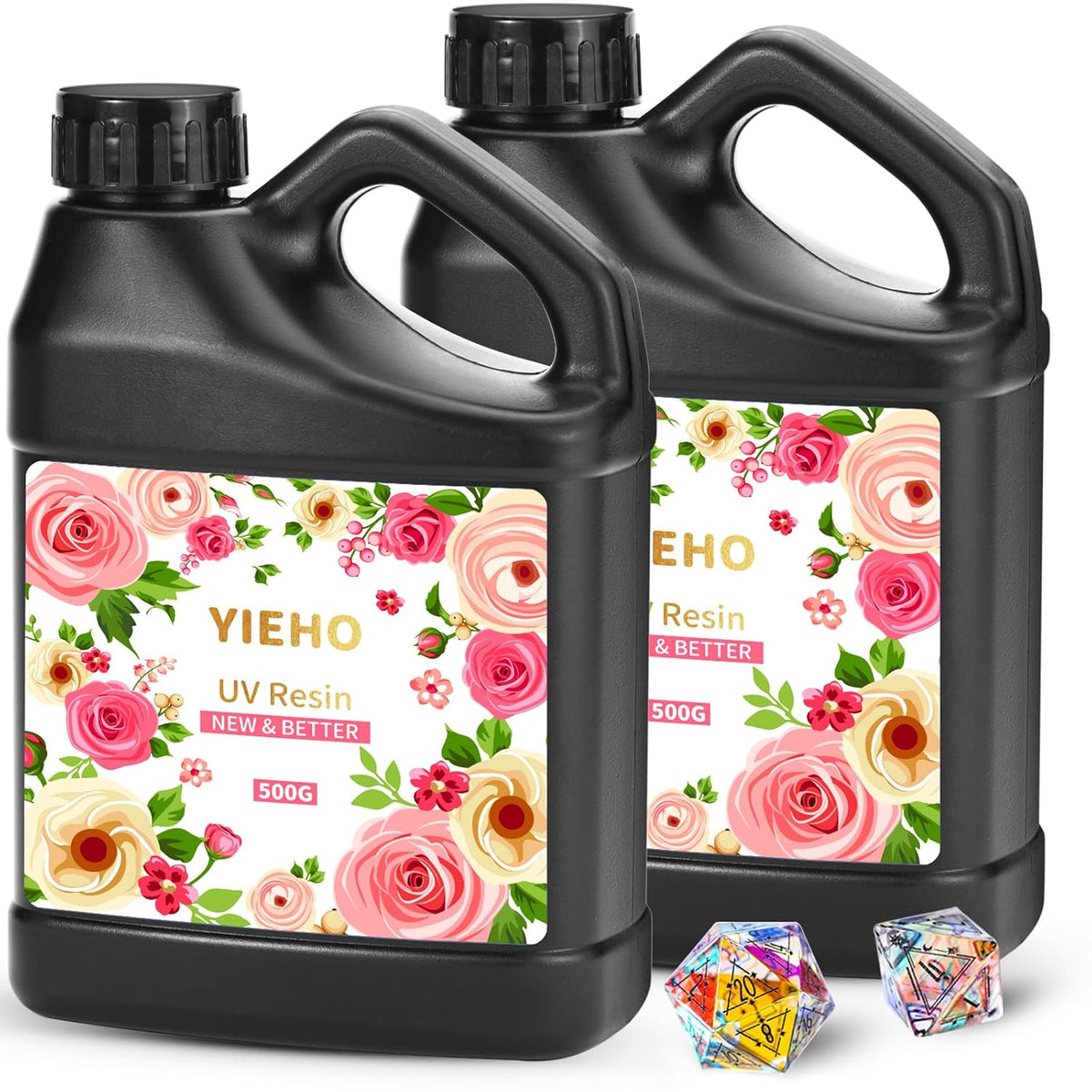 YIEHO UV Resin 1000g -Bulk Upgraded Crystal Clear Hard UV Fast Curing Epoxy Resin Supplies for Craft Jewelry Making 1KG