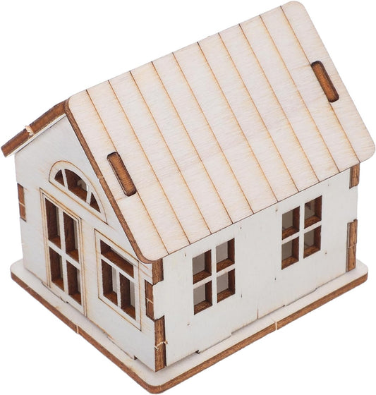 Unfinished Kit Model House Wood Assembly DIY for Adults