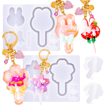Alphabet Resin Shaker Molds Kawaii Keychain Charm Large and Small Set Pack of 107 Silicone Trays Seal Films Precision Tip Applicator Bottle Kit Bundle