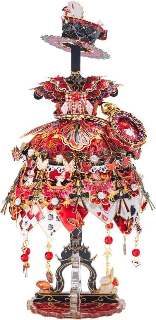 MU 3D Metal Puzzles for Adults Building Queen of Hearts Fairy Tale Red Ball Dress, The Queen of Wonderland Miniature Metal Model Kits Assembling, Birthday Xmas New Year Gift DIY Toys Desk Decor