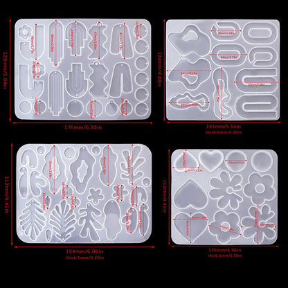 Resin Earring Molds, Set of 4 Style Silicone Earring Molds