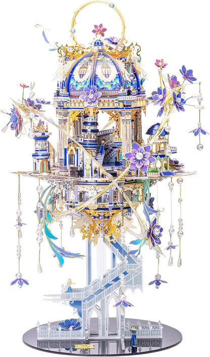 MU 3D Metal Puzzle for Adults Romeo and Juliet with Lighting Musix Box Set, Elf Palace Model Kits Miniature Architecture Building, Role-Playing Brain Teaser Love Gift Home Decor