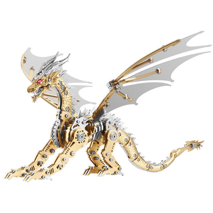 OreilleStar 3D Metal Dragon Puzzle, Mechanical Model Building Kit, Green and Red Assembly Puzzle for Adults Gift (Gold Dragon)