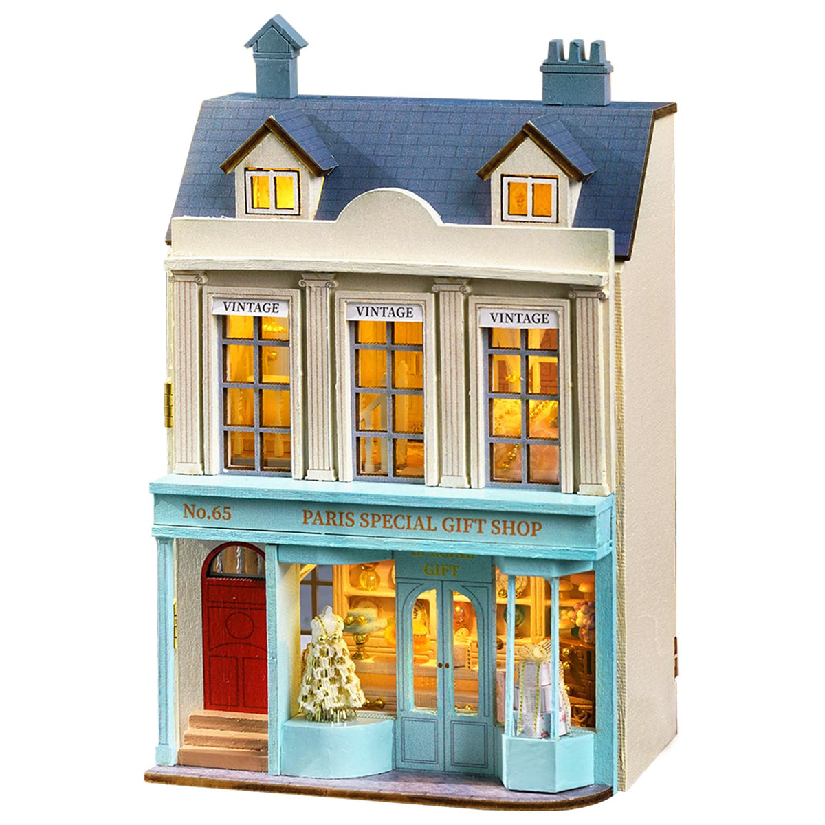 Flever Dollhouse Miniature DIY House Kit Creative Room with Furniture for Romantic Valentine's Gift (Warm House)