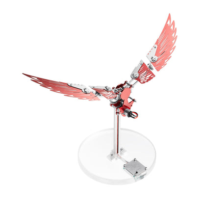Flying Wings 3D Metal Puzzle Kit - Mechanical Biomimetic Wings with Micro Motor, DIY Kinetic Sculpture for Adults, Precision Electroplating Craftsmanship & Interactive STEM Model Gift（Red）