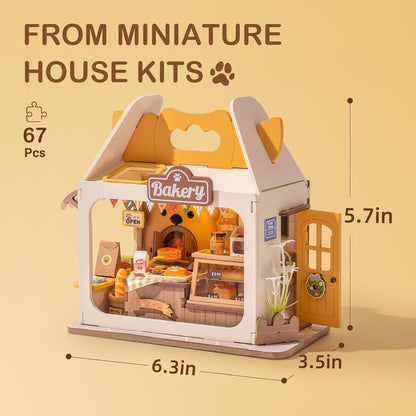 DIY Mini House Building Teddy Miniature Kit Breadbox, Miniverse Lifestyle Bookshelf Decoration, Cute Craft Kits for Women or Girls 14+, Kawaii Gifts Hobbies for Crafters (Teddy's Breadbox)