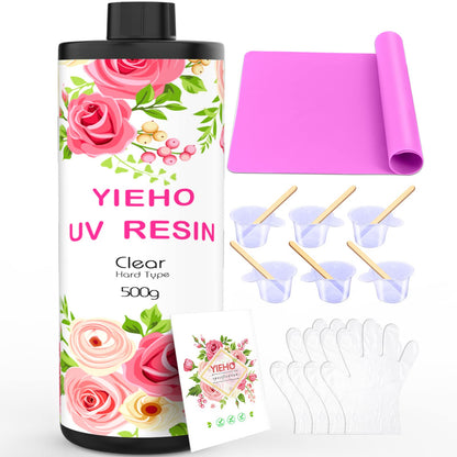 YIEHO 300g UV Resin Glue Crystal Clear, Hard UV Epoxy Resin for Crafting
