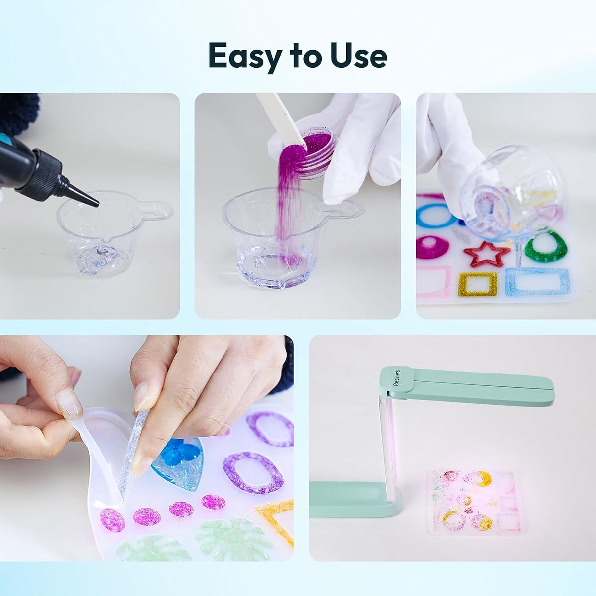 Resiners 190PCS UV Resin Kit with Light for Jewelry Making