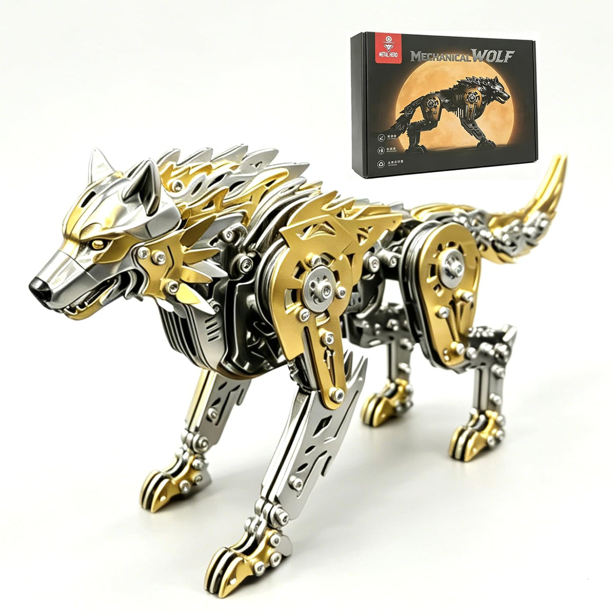 3D Metal Puzzle for Adults,Mechanical Animal Wolf Puzzle Building Set，3D Metal Model Kits, Brain Teaser Puzzles DIY Assembling for Stress Relief - A Collectible Gift for a man and boy