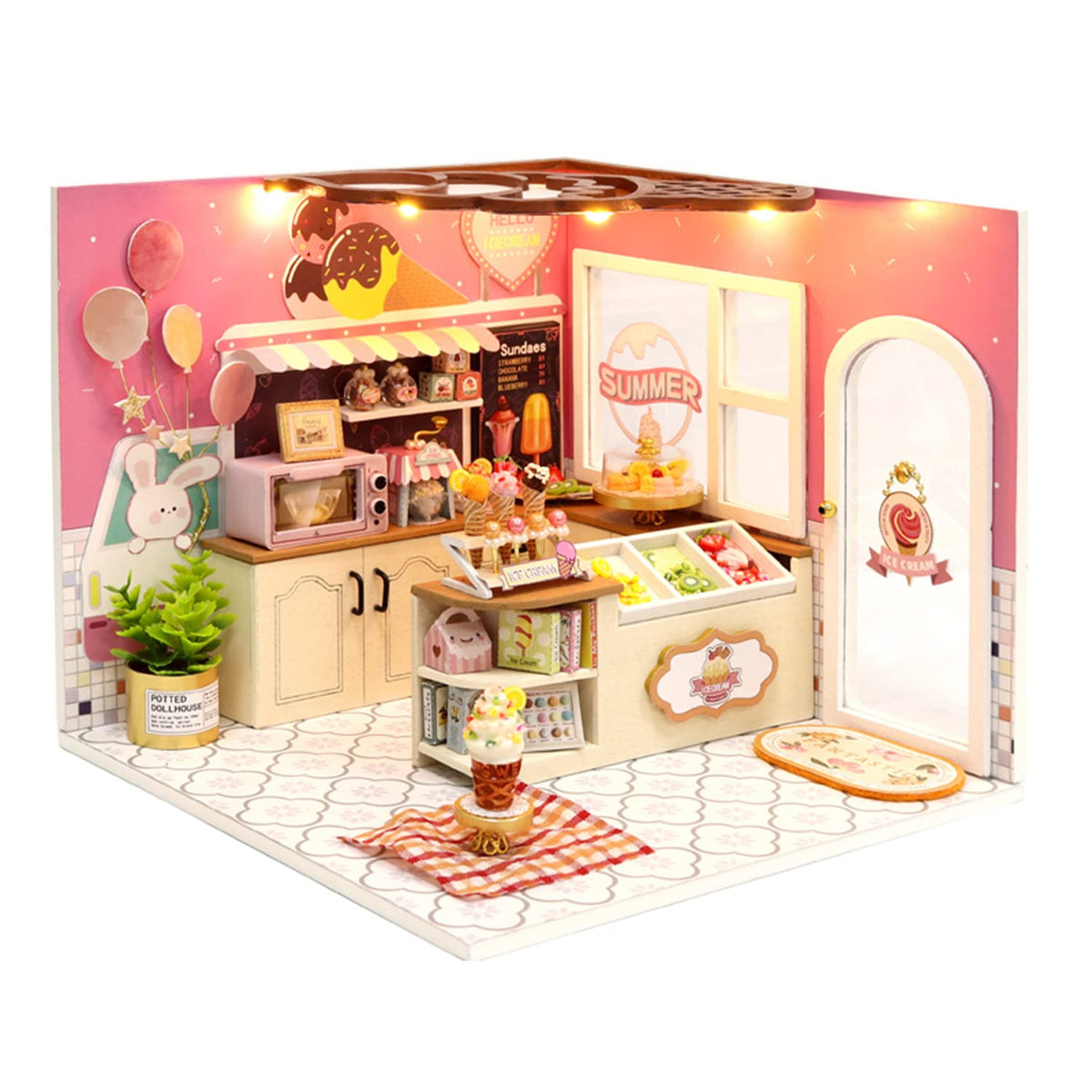 Flever DIY Miniature House Kit, Tiny Home Kit with LED Light, Mini House Build Craft Kits for Adults and Teens, Home Decor Creative Gift for Family/Friends(Warm Moment)
