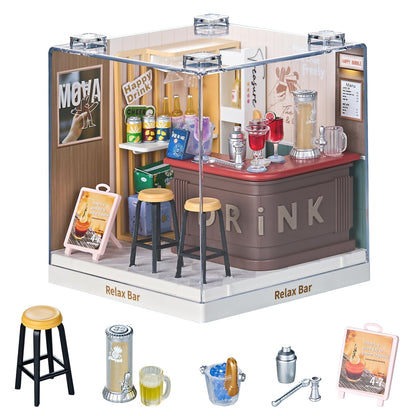 Miniature Living Room DIY Kit, 92Pcs 1:24 Scale Dollhouse with LED