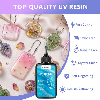 KISREL 200g UV Resin Kit with Light and Molds, Big 22 LED Beads Resin Kit