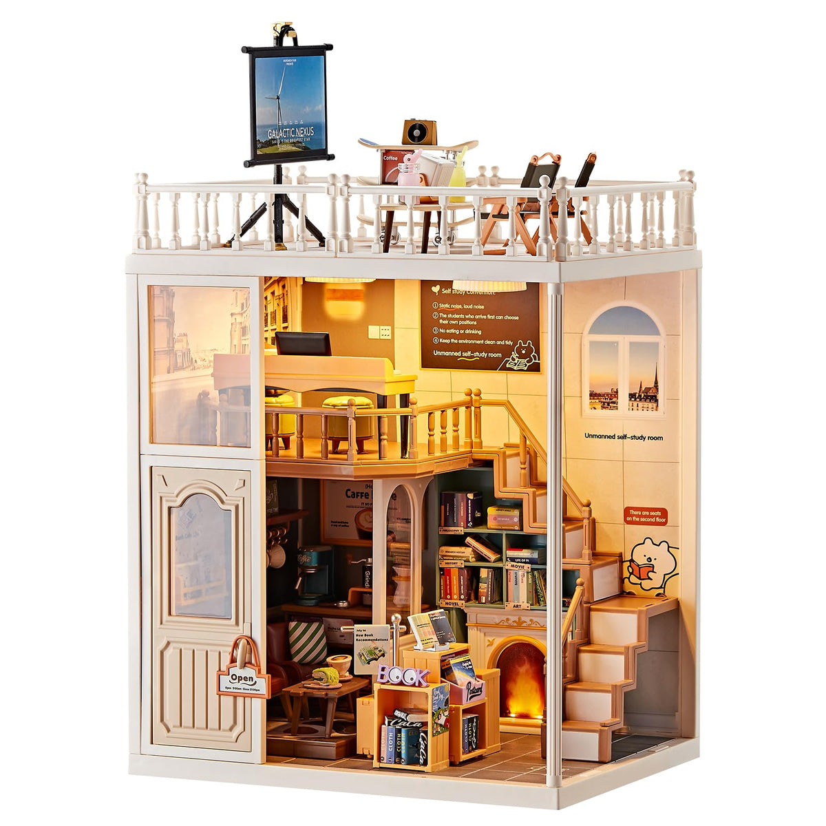 Miniature Living Room DIY Kit, 92Pcs 1:24 Scale Dollhouse with LED