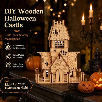 3D Wooden Halloween Ghost House,DIY PuzzleModel Haunted Spooky BuildingKit