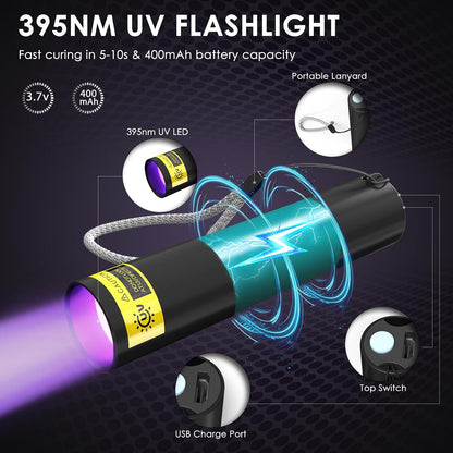 Akisey 50g UV Resin Kit with Light for Bonding & Fast Curing in Seconds