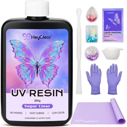 HeyClear 300g UV Resin Molds Kit with Light for Jewelry Making, Keychains