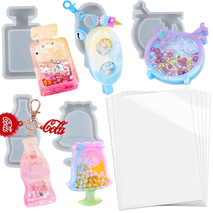 Alphabet Resin Shaker Molds Kawaii Keychain Charm Large and Small Set Pack of 107 Silicone Trays Seal Films Precision Tip Applicator Bottle Kit Bundle