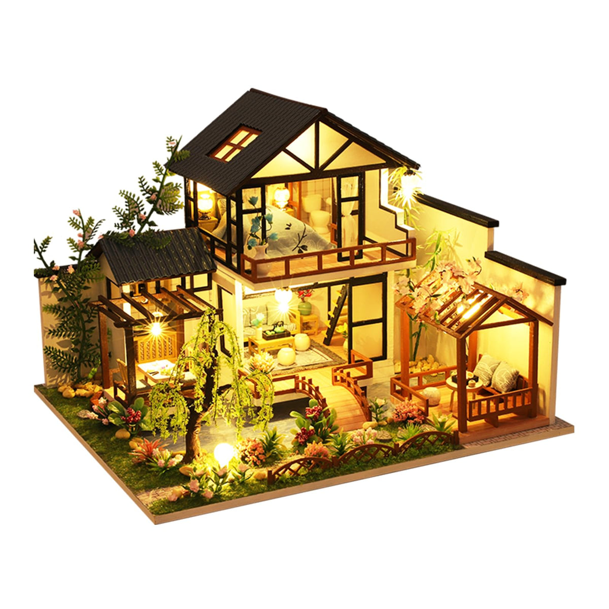 OZJAY Miniature House Kit for Adults, Mini House Kit with LED