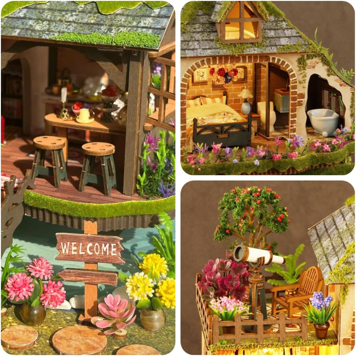 RHZN Miniature House Kit, Miniature Kit, Mini House Building Kit for Adult