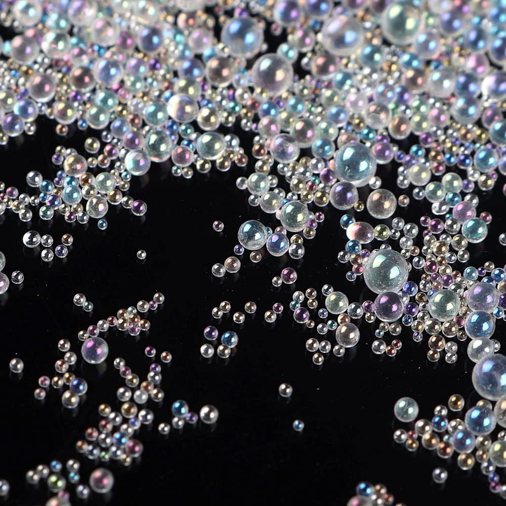 200G UV Resin Water Droplet Beads AB Transparent No Hole Miniature for DIY Jewelry Making Filler Molds Nail Art Crafts Assorted 0.6 to 3MM