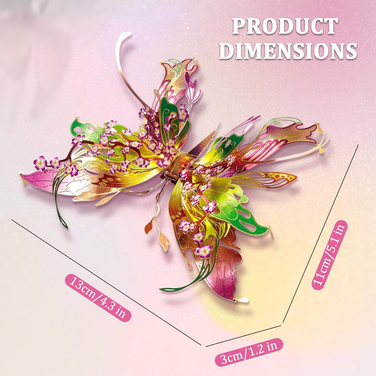 Microworld 3D Metal Puzzle, 6 Styles Wish Butterfly Metal Model Kit, Family Blessing Lucky Symbol Home Decor Collection DIY Metal Earth Brain Teaser Toys Gift- (6Pc/Set)