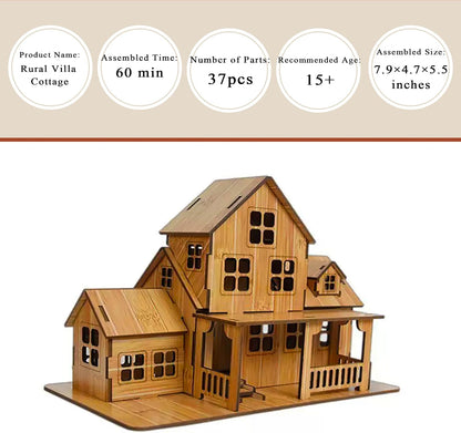 Log Cabin 3D Wooden House Puzzle,DIY Mini Building Model Kit，001