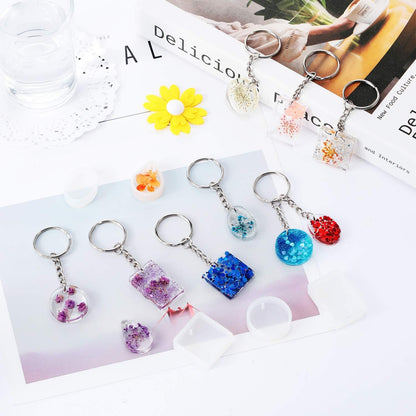 WILLBOND 67 Pieces Resin Keychain Molds Silicone with Hole, 5 Shapes