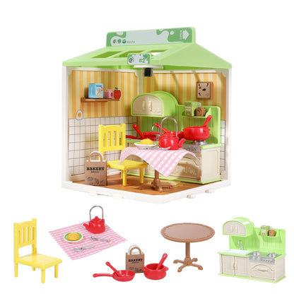 DIY Miniature House Play Kit for Beginners, Playhouse Toys for Boys and Girls, Home Scene Toys, Suitable for Children Aged 345678, immersive Experience of Life Scenes (Sunny Hugs Living Room)