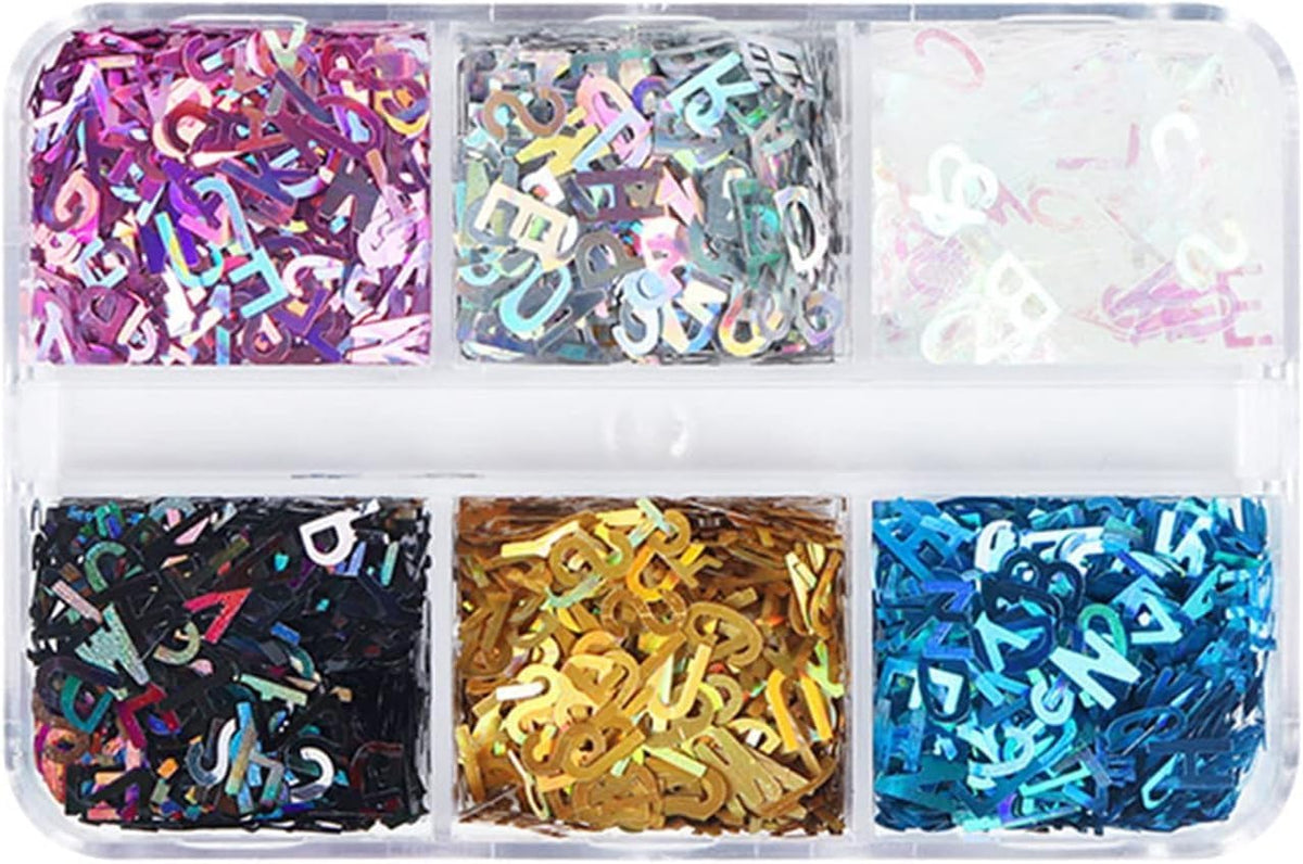 1Box Colorful English Letters Glitter Sequins Flakes,Resin UV Epoxy Mold Fillings,for Nail Art Crafts Jewelry Making,Craft Supplies,Craft Glitter,Arts, Crafts and Sewing