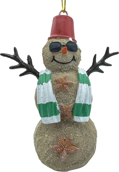 Beach Christmas Sand Snowman Ornament Nautical Tree Decor
