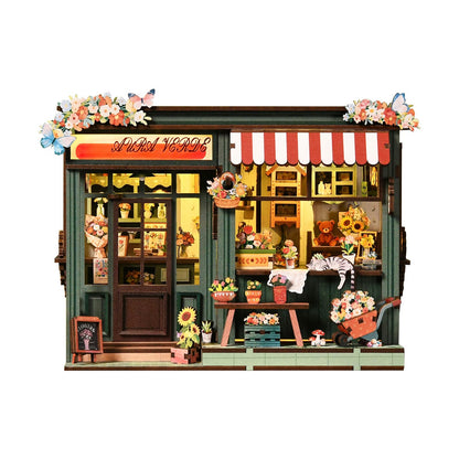 DIY Miniature Dollhouse Kit, 3D Wooden Puzzle Coffee Shop Model, Creative Mini Cafe Building Set with Furniture, Arts and Crafts Gift for Adults & Teens (Country Cafe)