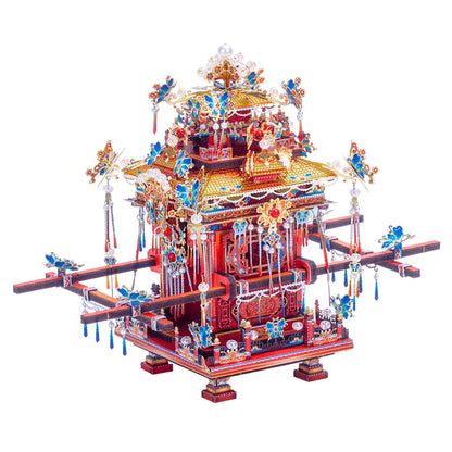 MU 3D Metal Puzzle Chinese Wedding Bridal Fan Models Kits Building 3D Wooden Puzzles Base, DIY Craft Work Miniature Building, Wedding Present Gifts Home Desk Decor