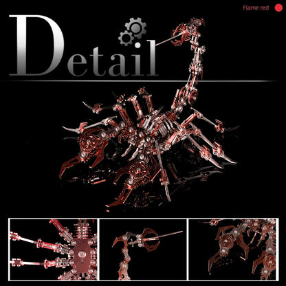 Mechanical Scorpion King Red 3D Metal Puzzle 3D Metal Model Kits DIY Mechanical Fine Assembly Model Toy Suitable for Adults and Teenagers, Enhance Hands-on Ability, Creative Decorations