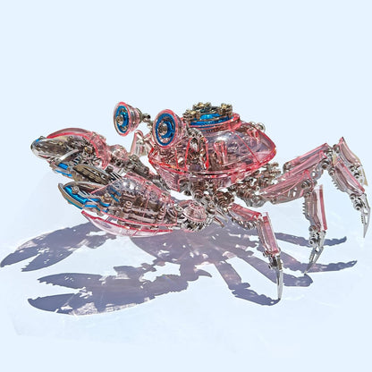 Mechanical Crab Model Kit | 3D Metal Puzzle for Adults | Articulated Alloy and Steel Construction | Movable Legs and Claws | DIY Assembly Model | LED Light Feature | Display Ornament and Gift (Pink)