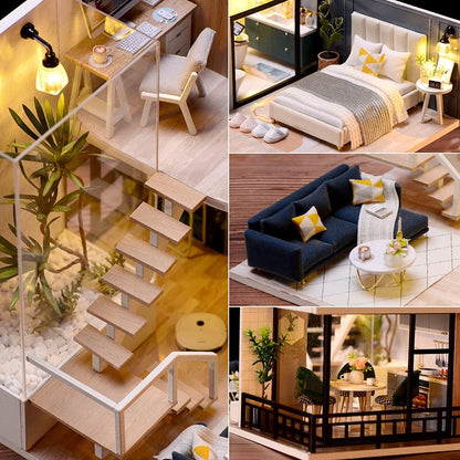 DIY Miniature Dollhouse Kit with Furniture Plus Dust Proof & Music Movement