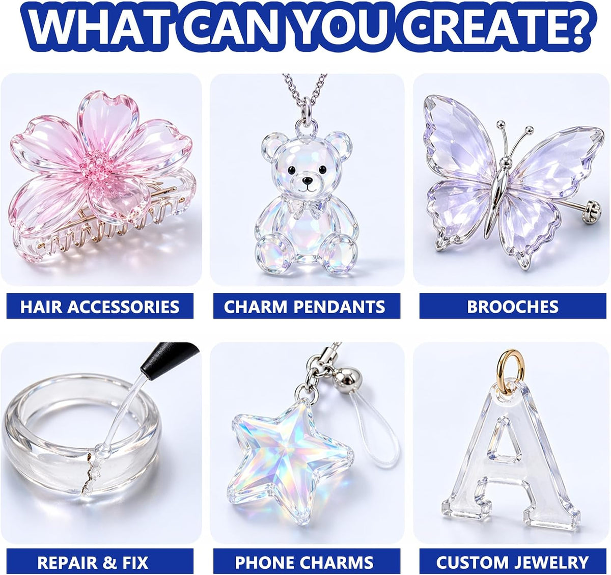 3.5 oz UV Clay Clear Polymer Resin for 3D Crafts, DIY Jewelry Making, Silicone Molds, UV Curing, Crystal Clear Casting, Miniature Art, and Handmade Resin Projects