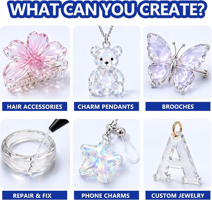 3.5 oz UV Clay Clear Polymer Resin for 3D Crafts, DIY Jewelry Making, Silicone Molds, UV Curing, Crystal Clear Casting, Miniature Art, and Handmade Resin Projects
