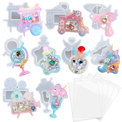 Alphabet Resin Shaker Molds Kawaii Keychain Charm Large and Small Set Pack of 107 Silicone Trays Seal Films Precision Tip Applicator Bottle Kit Bundle