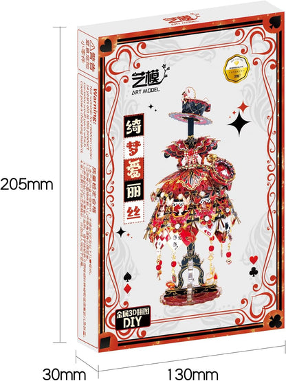 MU 3D Metal Puzzles for Adults Building Queen of Hearts Fairy Tale Red Ball Dress, The Queen of Wonderland Miniature Metal Model Kits Assembling, Birthday Xmas New Year Gift DIY Toys Desk Decor