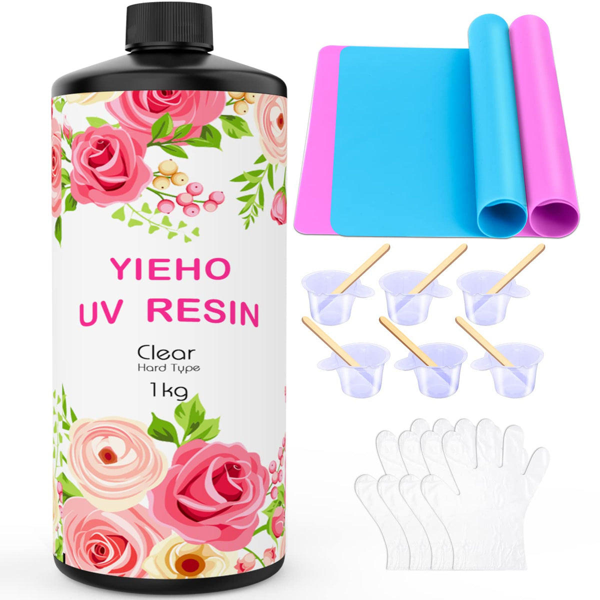 YIEHO 300g UV Resin Glue Crystal Clear, Hard UV Epoxy Resin for Crafting