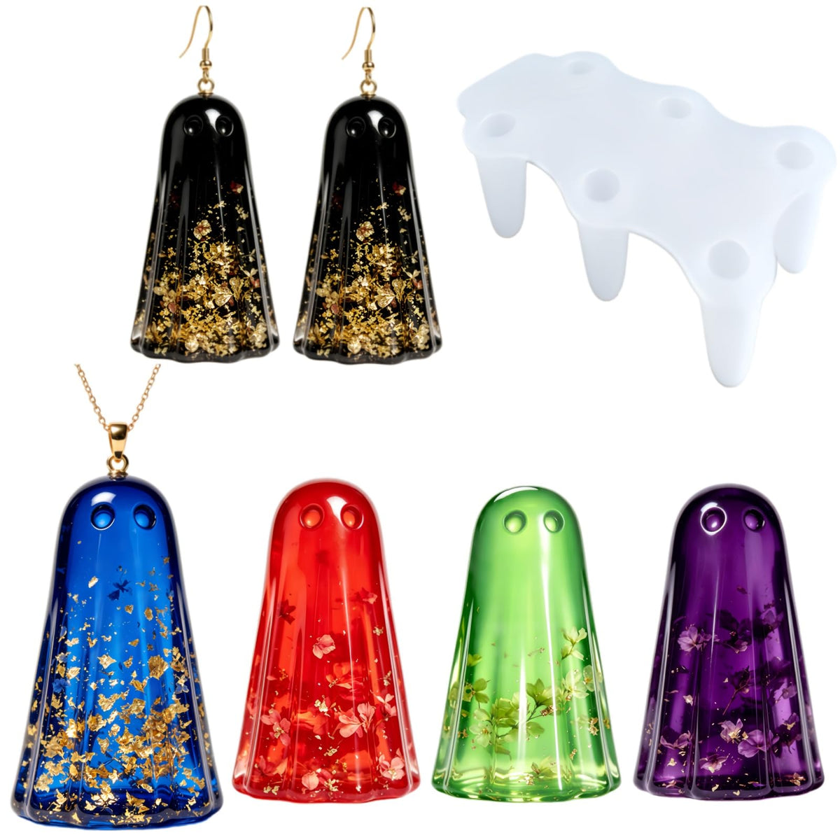 4‑Cavity Mini Ghost Epoxy Casting Mold for DIY Earrings Z0259
