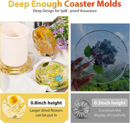 6 Cavity Deep Coaster Mold for Epoxy Resin, Flower Preserve