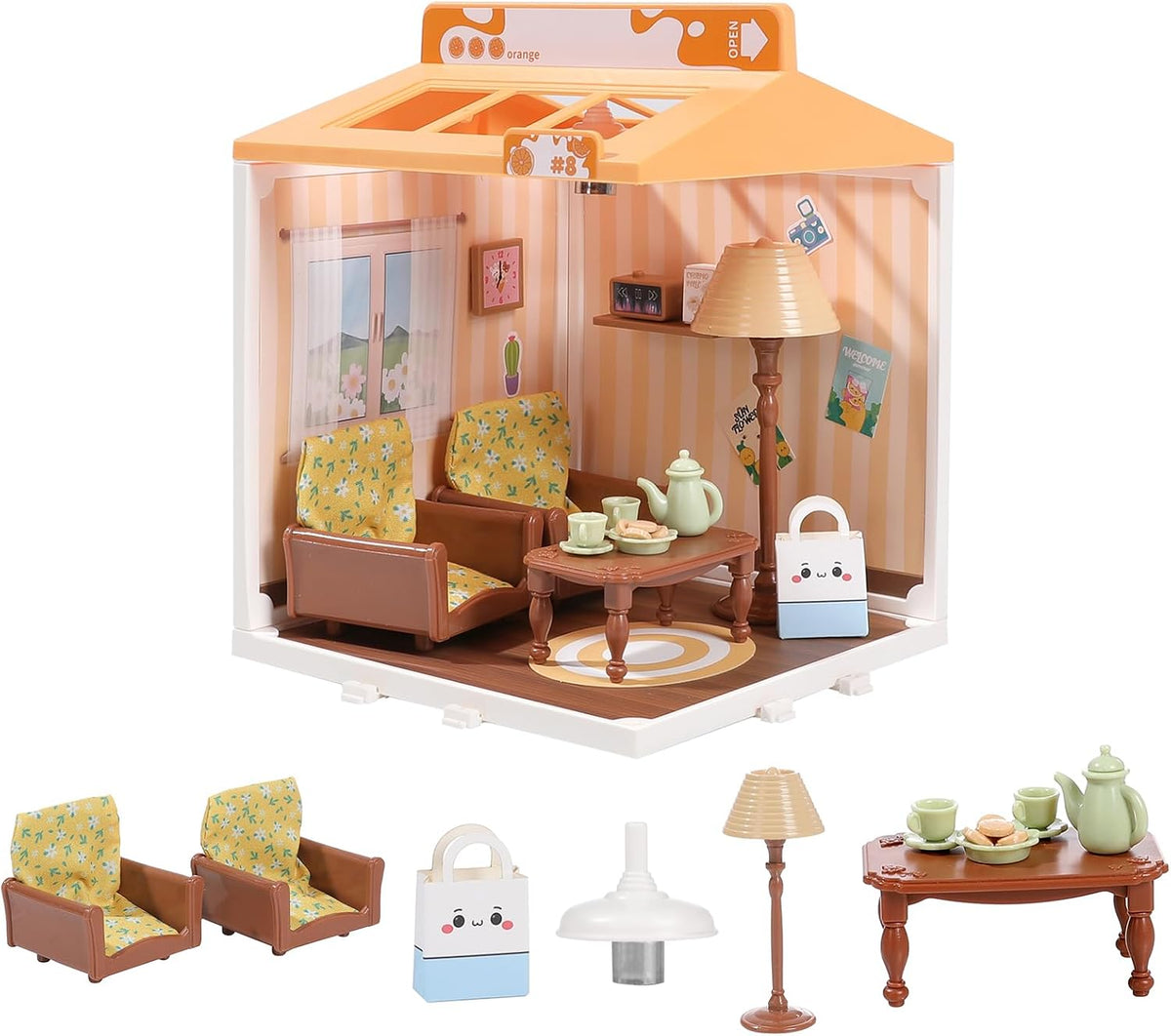 DIY Miniature House Play Kit for Beginners, Playhouse Toys for Boys and Girls, Home Scene Toys, Suitable for Children Aged 345678, immersive Experience of Life Scenes (Sunny Hugs Living Room)