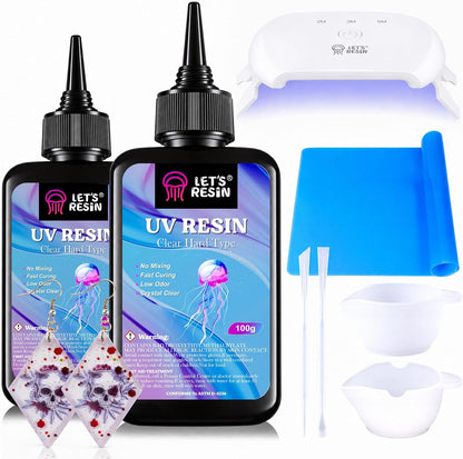 LET'S RESIN UV Resin with Light, Upgraded 200g Starter Kit for Jewelry