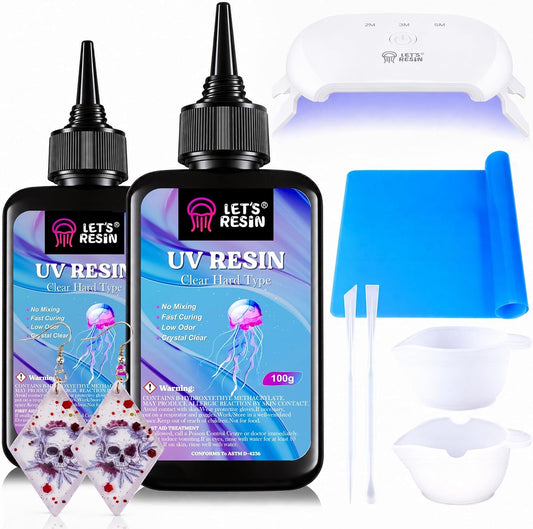LET'S RESIN UV Resin with Light, Upgraded 200g Starter Kit for Jewelry